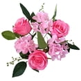 thumbnail image 1 of Faux Rose Candle Rings, Ongmies Artificial Candlestick Garland, Artificial Rose Candle Rings with 3 Roses & Greenery for Table Centerpiece, Fireplace Mantel & Candle Holders, 1 of 4