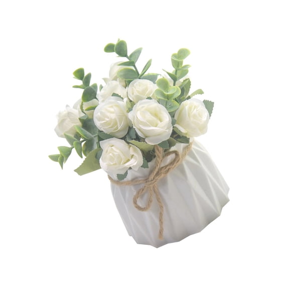 Faux Rose Flowers with Pots for Indoor Decoration Artificial Flower Potted Plant for Living Room Bedroom or Party Use