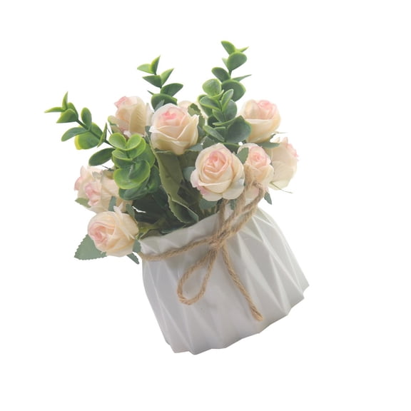 Faux Rose Flowers with Pots for Indoor Decoration Artificial Flower Potted Plant for Living Room Bedroom or Party Use
