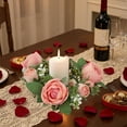 thumbnail image 1 of Faux Rose Garland Candle Ring for Wedding Table Decor, Party Centerpiece, and Floral Candlestick Holder, Adds Elegant Warmth to Any Setting, Easy to Use and Maintain, 7.87x7.87x1.97in (Pink), 1 of 6