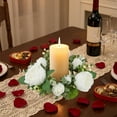 thumbnail image 1 of Faux Rose Garland Candle Ring for Wedding Table Decor, Party Centerpiece, and Floral Candlestick Holder, Adds Elegant Warmth to Any Setting, Easy to Use and Maintain, 7.87x7.87x1.97in (White), 1 of 6