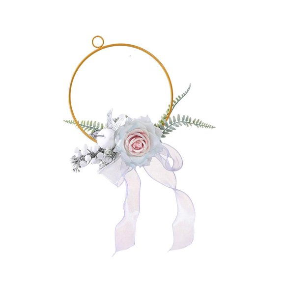 Faux Rose Metal Wreath Countrified Wall Art Home Accent Wedding Party Deck