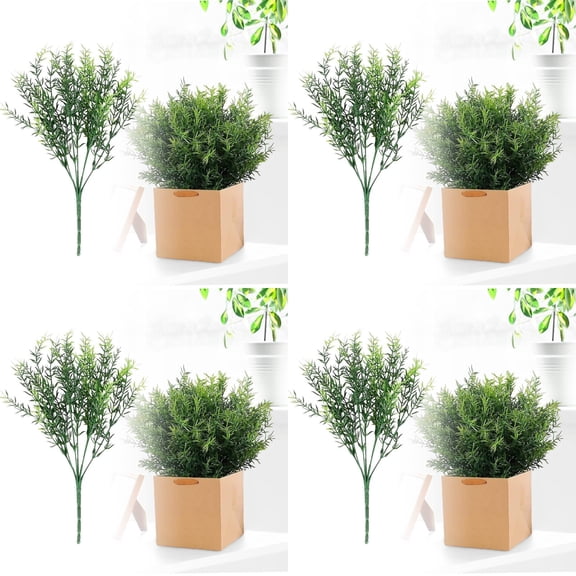 Rosemary - 14" Artificial Rosemary Stems with 7 Realistic Branches, Low Maintenance Kitchen Greenery for Home, Office, Garden & Indoor Decor (1-8 Pack)