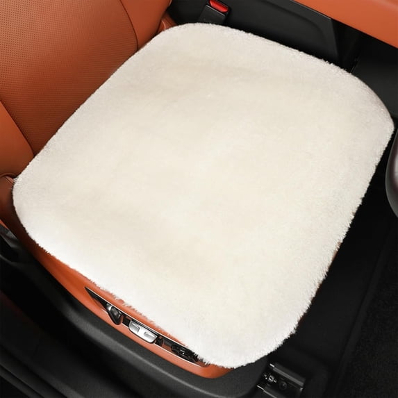 Faux Seat Cushion 20 Inch, 18mm Medium Pile Seat Pad with Non-Slip TPE Backing for , SUVs, , Office Chairs, White