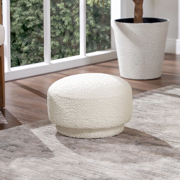 Faux Sheepskin, 15" Ottoman | Suitable for Living Room Use | Holds 200 lbs Securely