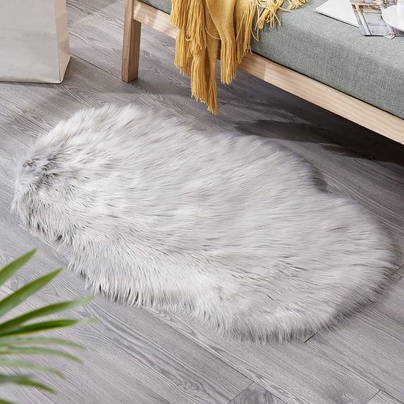 Faux Sheepskin Area Rug Ultra Soft Warm & Non-Shedding, Artificial Wool Floor Mat for Cold Floors – Multi-Use Bedside Sofa Carpet Childs Elderly Winter Home Decor