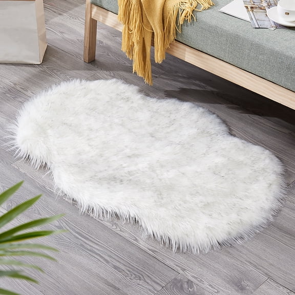 Faux Sheepskin Area Rug Ultra Soft Warm & Non-Shedding, Artificial Wool Floor Mat for Cold Floors – Multi-Use Bedside Sofa Carpet Childs Elderly Winter Home Decor