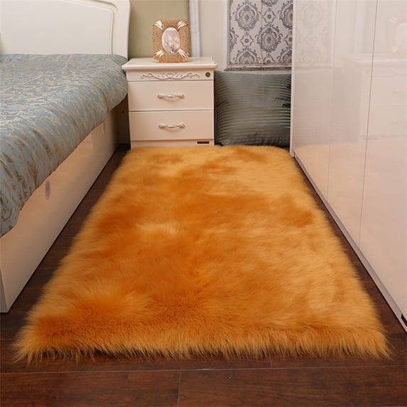 Faux Sheepskin Fluffy Fur Area Rug, White Fluffy Area Shaggy Rugs for Bedroom Living Room, Soft Fuzzy Carpets for Kids Room, Girls Room, Nursery Bedside Rug, Multicolors