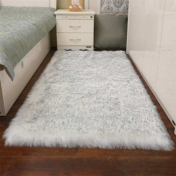 Faux Sheepskin Fluffy Fur Area Rug, White Fluffy Area Shaggy Rugs for Bedroom Living Room, Soft Fuzzy Carpets for Kids Room, Girls Room, Nursery Bedside Rug, Multicolors