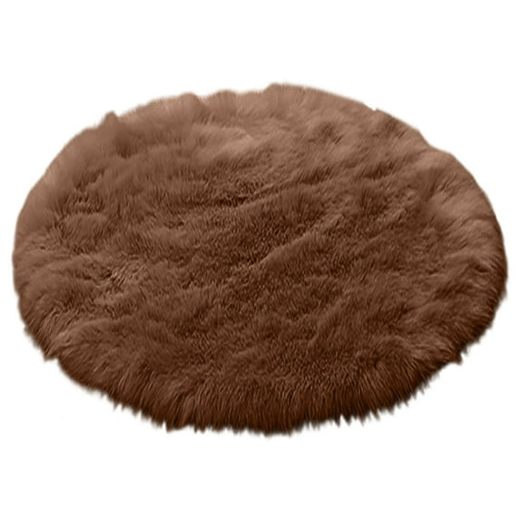 Sheepskin Round Rug 15.7 Inch, Fluffy Shag Circle Rug for Bedroom, Nursery, Living Room, Washable Non- Fuzzy Area Rug for Home Decor and Kids Playroom