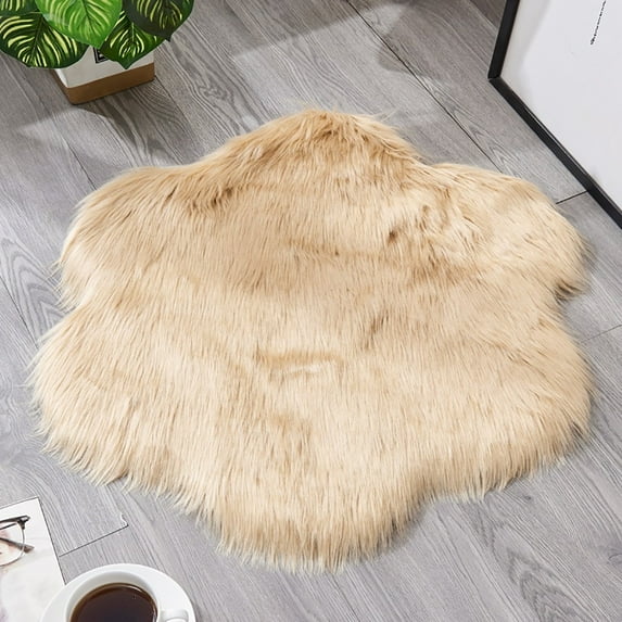 Faux Sheepskin Rug | 60x60cm Non-Slip Area Rug | Soft Artificial Wool Carpet Mat for Bedroom Floor | Warm Winter Floor Mat for Kids & Elderly