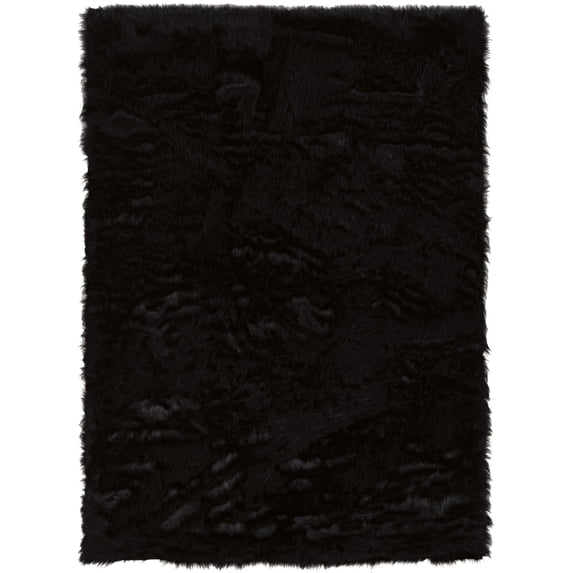 Faux Sheepskin Rug Black 5x7 Soft Tufted Comfortable Multi Size
