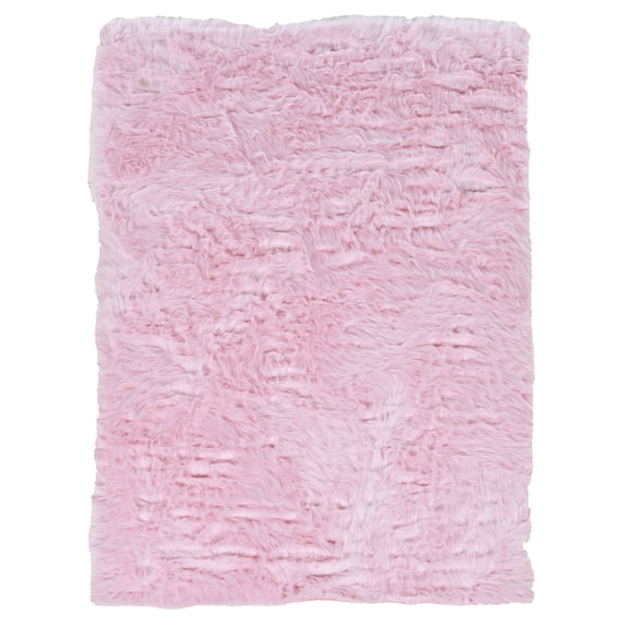 Linon Faux Sheepskin Area Rug Collection, Pink, 3' x 5'