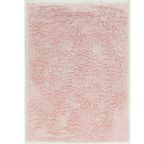 Linon Faux Sheepskin Area Rug Collection, Pink, 5' x 7'