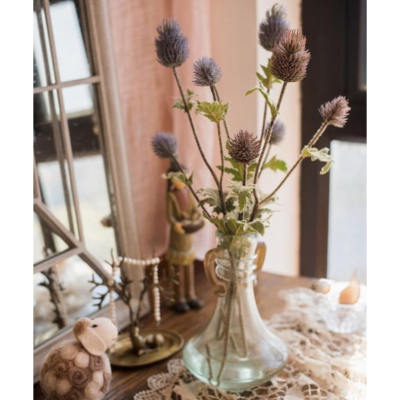 Faux Silk Artificial Thistle Flower Stem 26" Tall