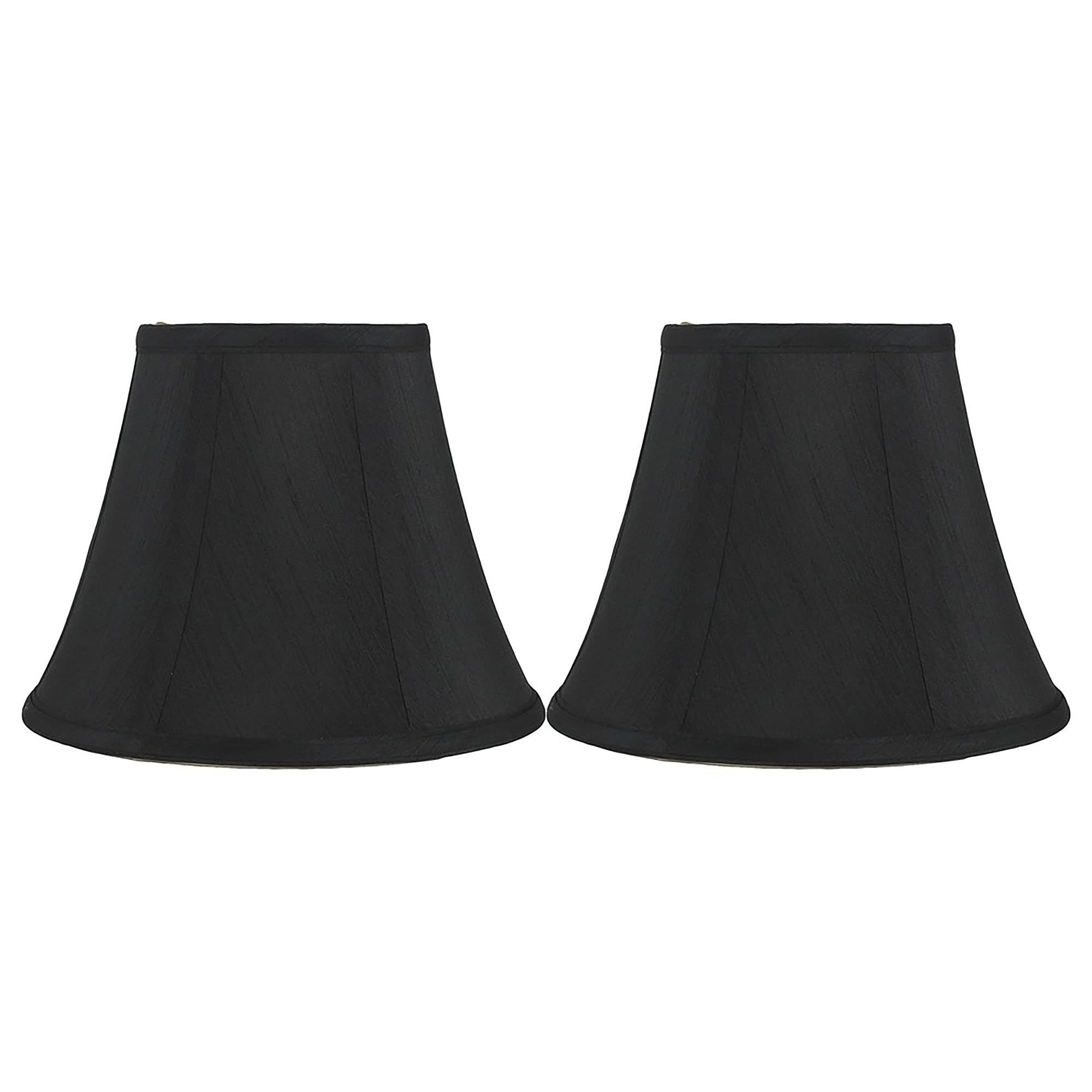 Set of 2 Black Faux Silk Bell Lampshades, 9-inch