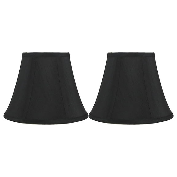 Faux Silk Bell Lamp Shade, 5 inch Top, 9 inch Bottom, 7 inch Slant Black Set of 2