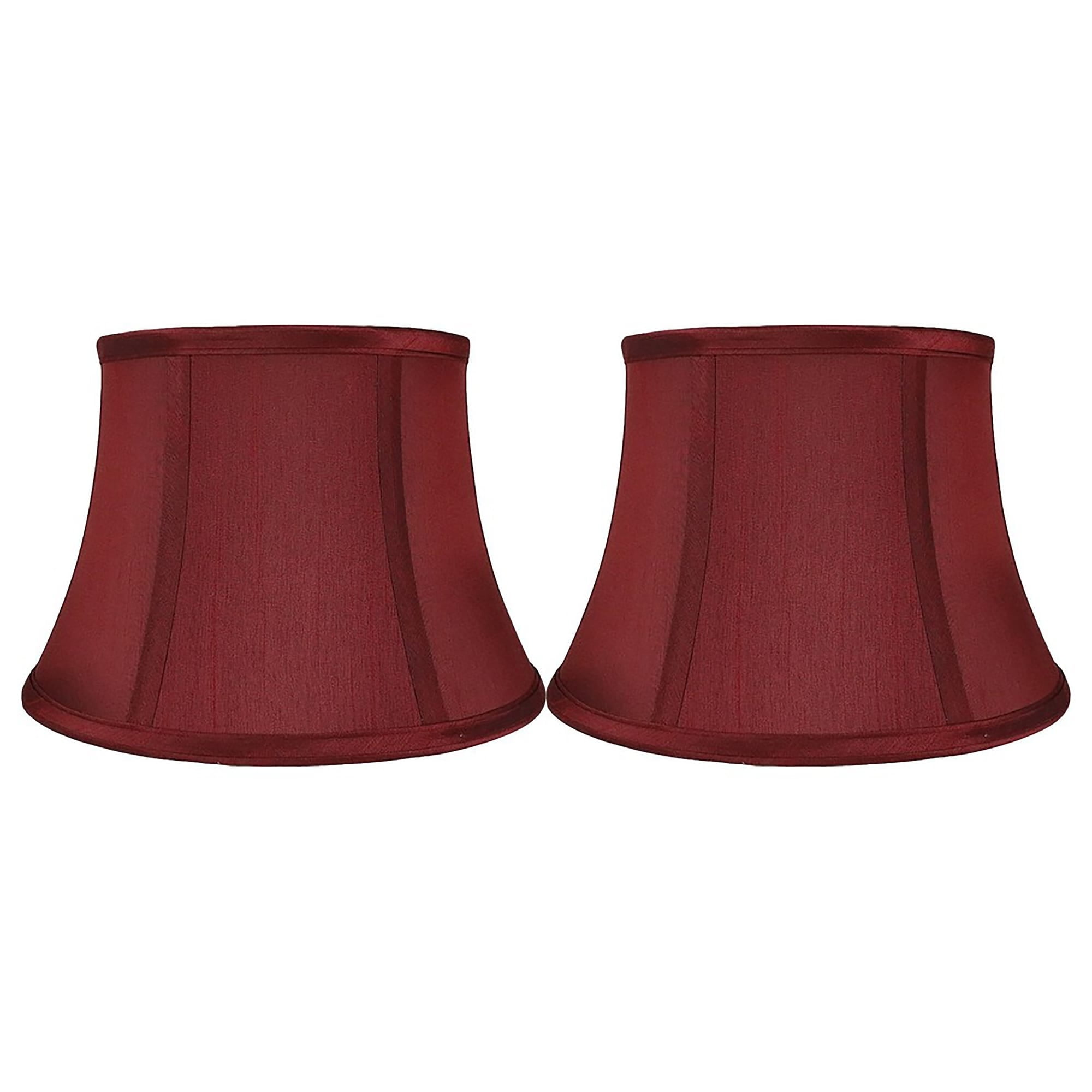 Faux Silk Bell Lamp Shade, 7" Top, 10" Bottom, 7" Slant Burgundy Set of 2