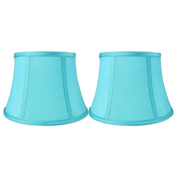Faux Silk Bell Lamp Shade, 7" Top, 10" Bottom, 7" Slant Teal Set of 2