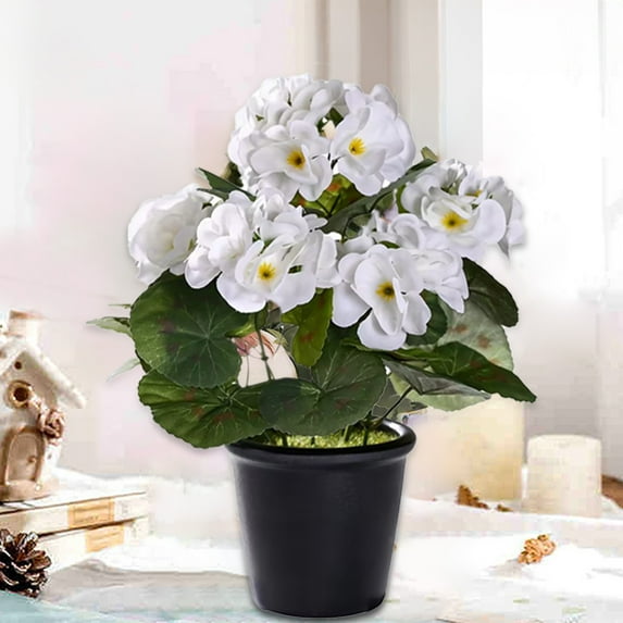 Faux Silk Camellia Artificial Flowers, Realistic Outdoor Potted Plants for Porch, Balcony, Front Door Decor - Pink, White, 1-Piece Set