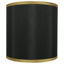Faux Silk Drum Lamp Shade, 8" to 14" Bottom Size Black with Gold Trim 10"