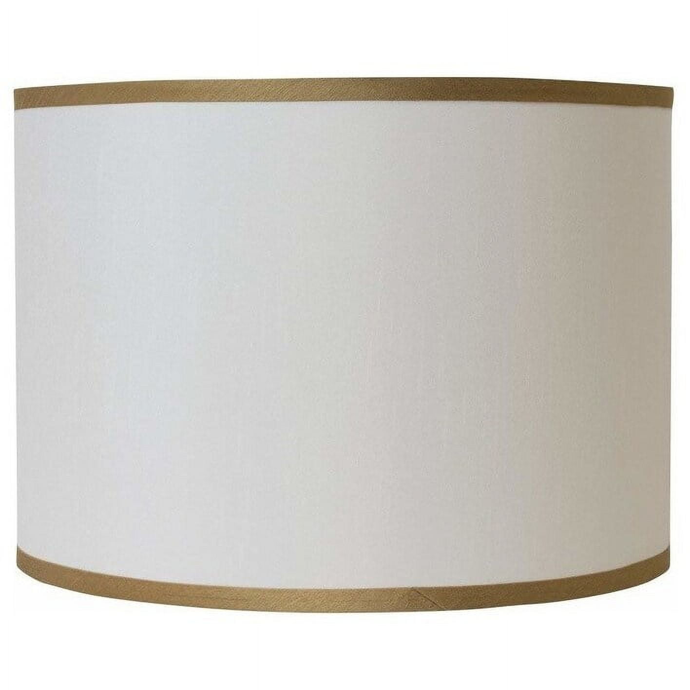 Faux Silk Drum Lamp Shade, 8" to 14" Bottom Size Off White, Gold 14
