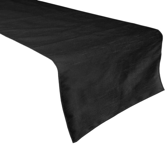 Faux Silk Dupioni Table Runner Black