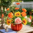 thumbnail image 1 of Faux Silk Flower Centerpiece, Realistic Floral Arrangement With Decorative Vase Maintenance Free Decor, Home Table Display for Bedroom Dining Room Office, 1 of 7