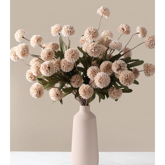 Faux Silk Pompon Mums Artificial Flowers for Vase Kiku Stems & Eucalyptus Floral Arrangement Dried Flowers Vintage Decorative Aesthetic for Home Vase Decor