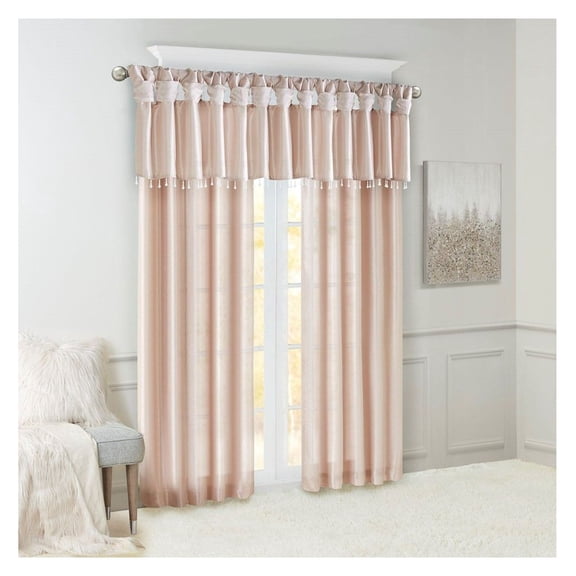 Faux Silk Window Curtain Panel - 50x95 Inch Tab Top Curtain, Lined for Privacy, DIY Twisted Tab Design, Single Panel
