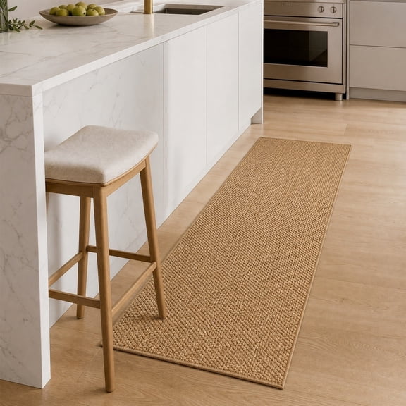 Faux Sisal Runner Rug, Non Slip Low Pile Polyester Area Rug 160x60cm for Hallway Kitchen Entryway Farmhouse Home Decor Carpet