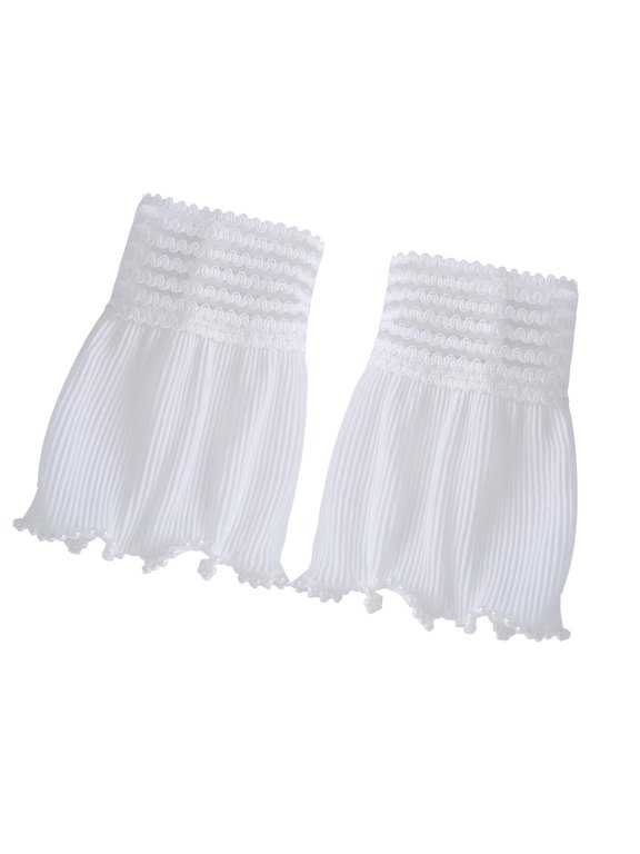 Faux Sleeves with Lace Ruffle Design Decorative Sleeves Elastic Wrist Cuffs Arm Cover For Women Sweater Outfit Accessory