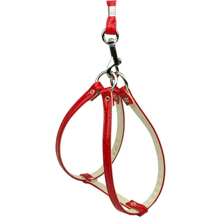 Faux Snake Skin Step In Harness Red 10 Pet Collar