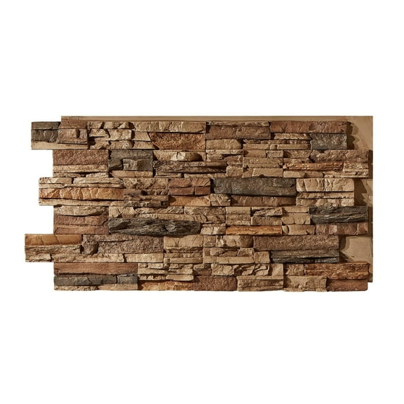 Faux Stacked Stone 3D Textured Wall Panel | Sedona | 48''L x 24''H x 2''D | 1 Panel | Cognac Brown
