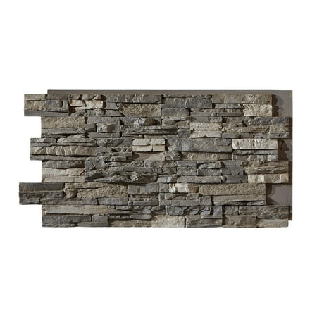 Faux Stacked Stone 3D Textured Wall Panel | Sedona | 48''L x 24''H x 2''D | 1 Panel | Warm Pewter