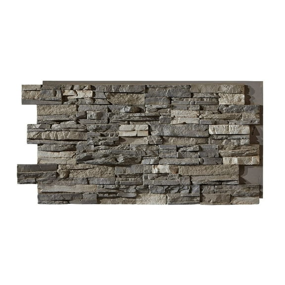 Faux Stacked Stone 3D Textured Wall Panel | Sedona | 48''L x 24''H x 2''D | 1 Panel | Warm Pewter