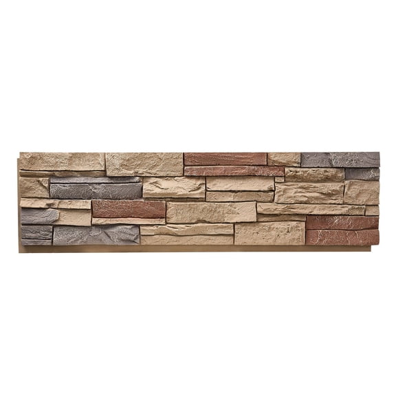 Faux Stacked Stone Panel, 45.6x12.8 in, High-Density PU for Interior/Exterior, Brick Red