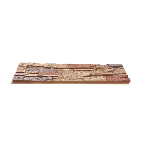 Faux Stacked Stone Wall Panel 45.6x12.8 in Artificial PU Stone Siding Brick Red Texture Fire Retardant Waterproof for Interior Exterior Decor Fireplace Backsplash