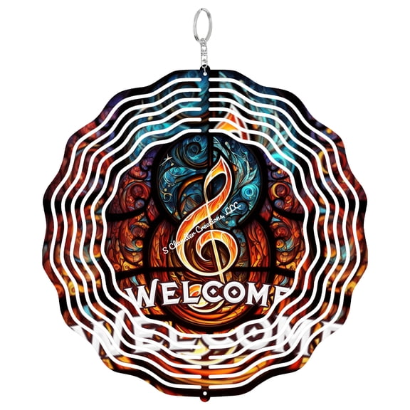 Faux Stained Glass Musical Note 3D Wind Spinner Music Lover Melody Garden Decor