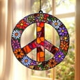 thumbnail image 1 of Faux Stained Glass Peace Sign Suncatcher, Hippie Car Ornament, Peace Sign Window Hanging, Hippie Gift for Him or Her, Peace Sign Decor, 1 of 7