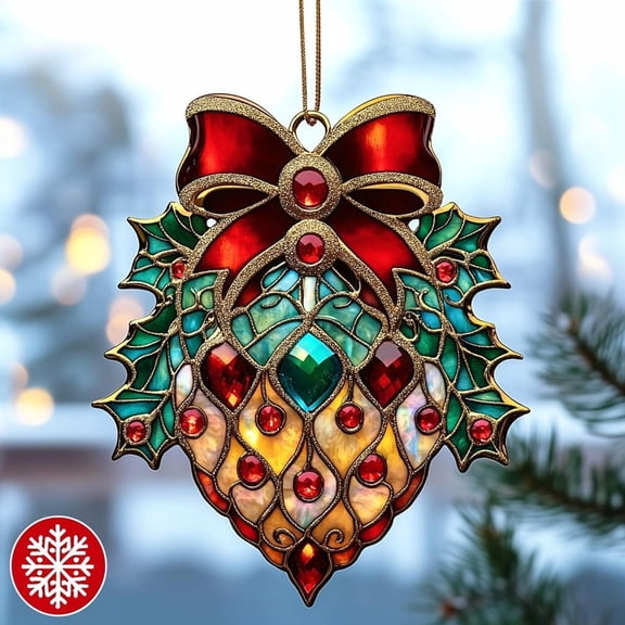 Faux Stained Glass Pinecone Ornament Acrylic Christmas Tree Suncatcher Holiday Home Gift