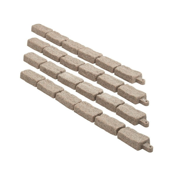Faux Stone Garden Edging 46.5in, Landscape Border for Lawn, Walkway, Realistic Stone Texture, Durable Plastic Edging, Easy Install Kit