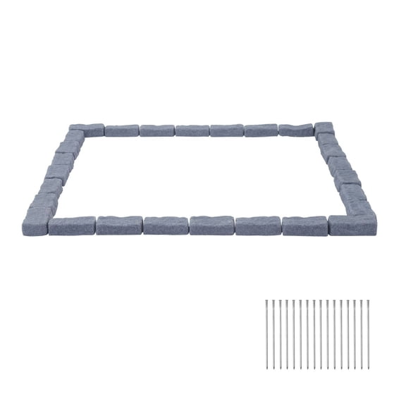 Faux Stone Landscape Edging 15.5ft Kit, Garden Border - No Dig Lawn Edging