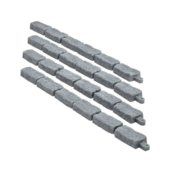 Faux Stone Landscape Edging, 46.4" Lawn Edging Border - Flexible Garden Edging for Driveways & Walkways, Realistic Brick-Sized Yard Edging with Stakes, Fade-Resistant Grey