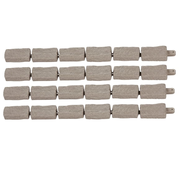 Faux Stone Landscape Edging 46.4"x2.2", Flexible Brick-Sized Garden Border with Anchoring Spikes, Fade-Resistant for Driveways Walkway, Beige