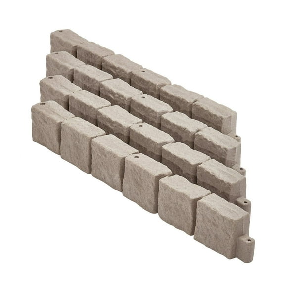 Faux Stone Landscape Edging, 46.8 x 3.9 in Garden Border - Flexible Lawn Edging, Realistic Brick Look, Weather Resistant Yard Edging with Stakes - Brown
