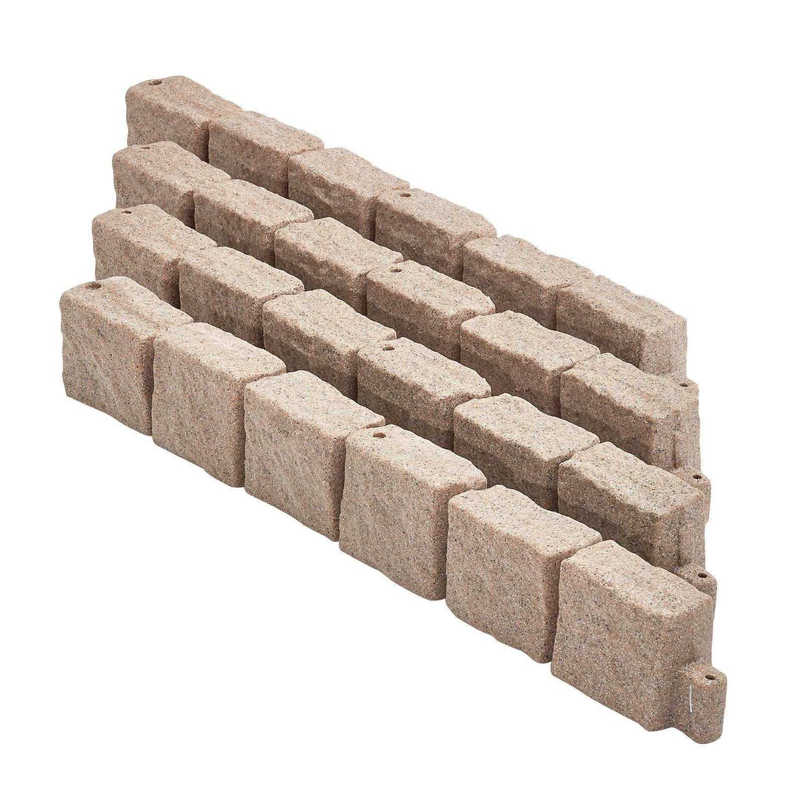 Faux Stone Landscape Edging 46.8x3.9 Inch Flexible Lawn Garden Border with Anchoring Spikes Fade Resistant Beige for Driveway Walkway