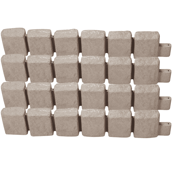 Faux Stone Landscape Edging - 47.2" Lawn Border, Flexible Garden Edging with Spikes - Realistic Brick Look for Driveways, Walkways, Flower Beds - Beige