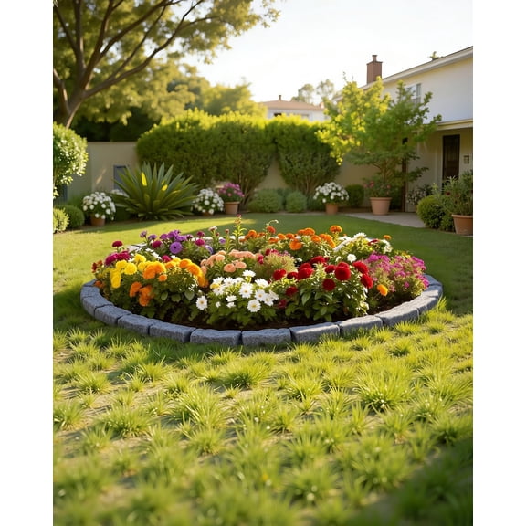 Faux Stone Landscape Edging, No Dig Garden Edging Border, Flexible Blocks for Lawn Edging, Flower Beds, Driveway, Yards with 12 Spikes, 4 Pack 24 Bricks 16FT Kit, 46.5" Lx 3.7" W x 2.2" H, Grey