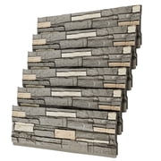 Faux Stone Wall Covering Panels for Interior and Exterior Decor, 3D PU Stone Veneer Exterior Siding Panels for TV Accent Wall, Roman Black Stone-Type B 44.9"x 11.8", 6Pack